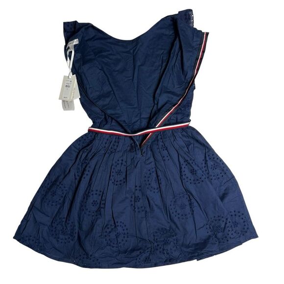 Tommy Hilfiger Navy Blue Short Sleeve Eyelet Dress Girls Size 14 NWT - Picture 7 of 9